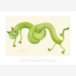 Green - CATS by ILLUSIANE ART