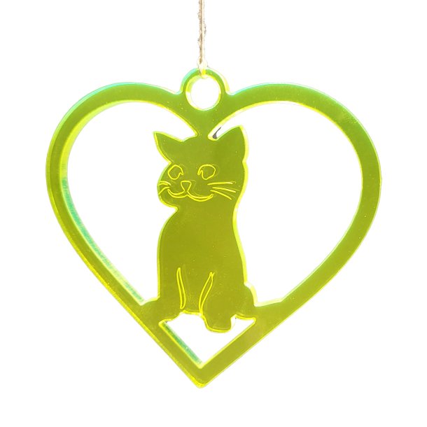 KATTEHJERTE - AKRYL NEONGRN